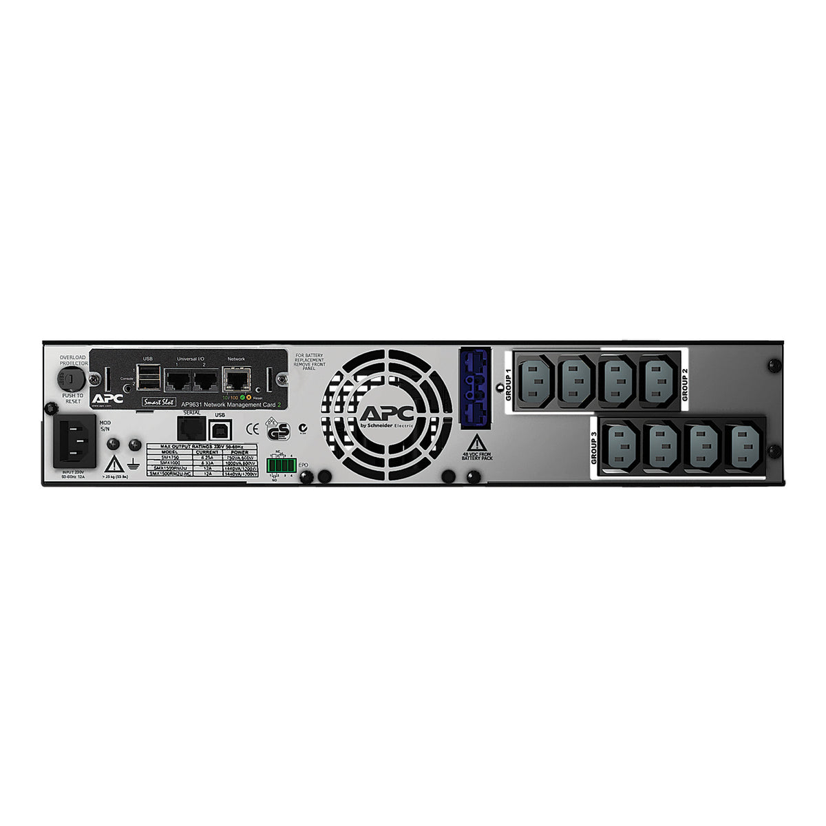 SMX1500RMI2UNC - APC Smart-UPS X, Line Interactive, 1500VA, Rack/tower convertible 2U, 230V, 8x C13 IEC, Network card, Exten…
