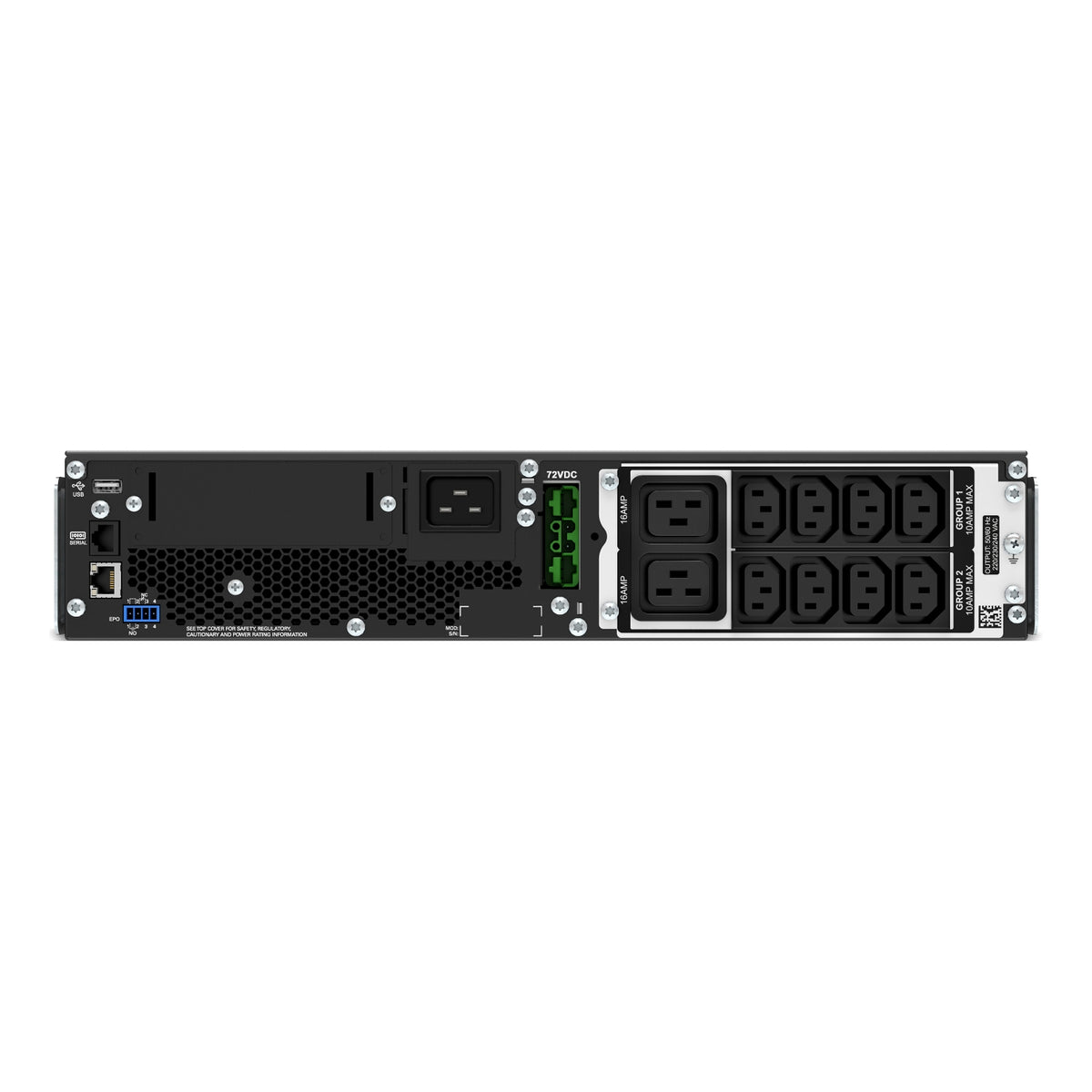 SRT2200RMXLI - APC Smart-UPS On-Line, 2200VA, Rackmount 2U, 230V, 8x C13+2x C19 IEC outlets, SmartSlot, Extended runtime, W/…