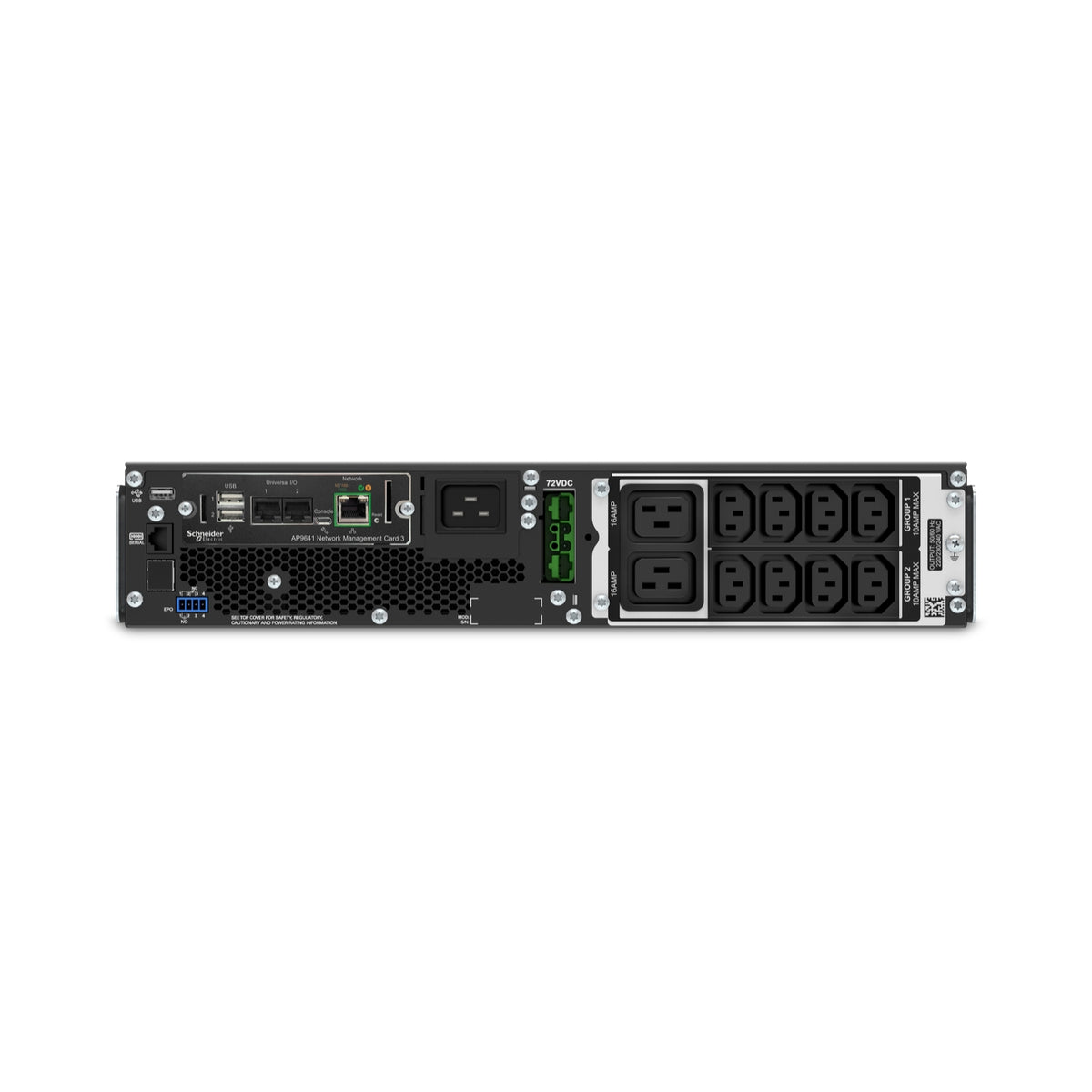 SRT2200RMXLI-NC - APC Smart-UPS On-Line, 2200VA, Rackmount 2U, 230V, 8x C13+2x C19 IEC outlets, Network Card, Extended runti…