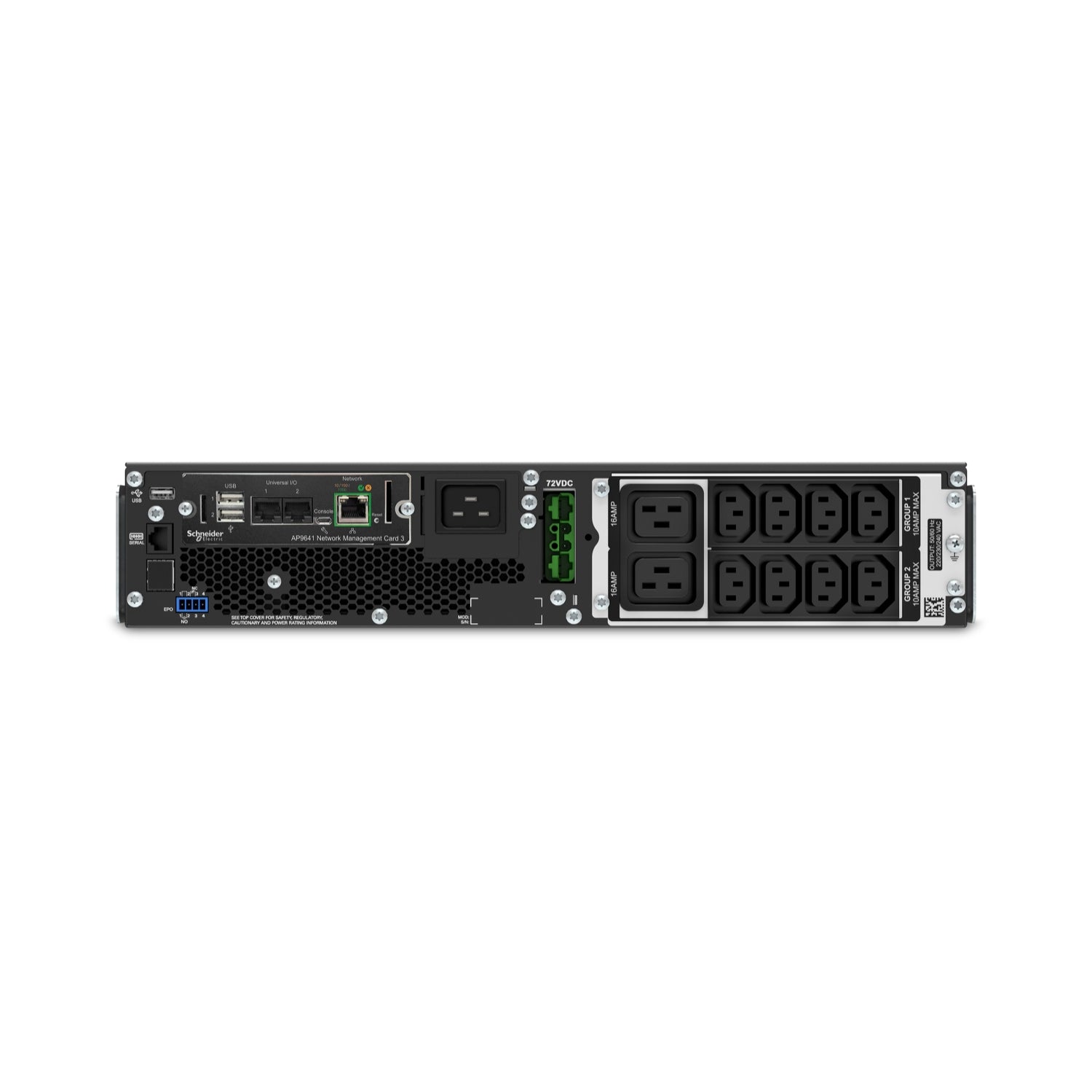 SRT2200RMXLI-NC - APC Smart-UPS On-Line, 2200VA, Rackmount 2U, 230V, 8x C13+2x C19 IEC outlets, Network Card, Extended runti…