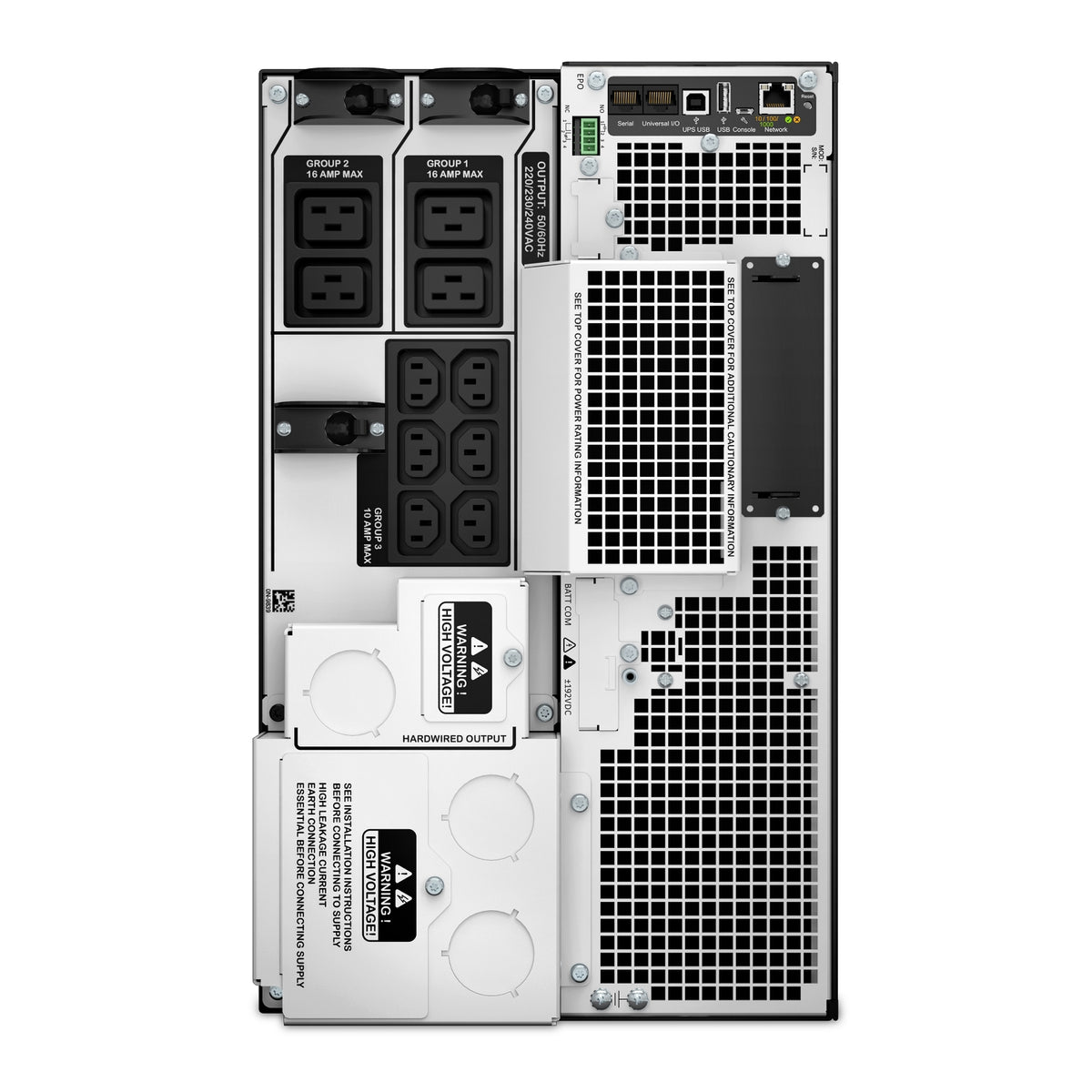 SRT8KXLI - APC Smart-UPS On-Line, 8kVA/8kW, Tower, 230V 3:1 and 1:1, 6x C13+4x C19 IEC outlets, Network Card+SmartSlot, Exte…