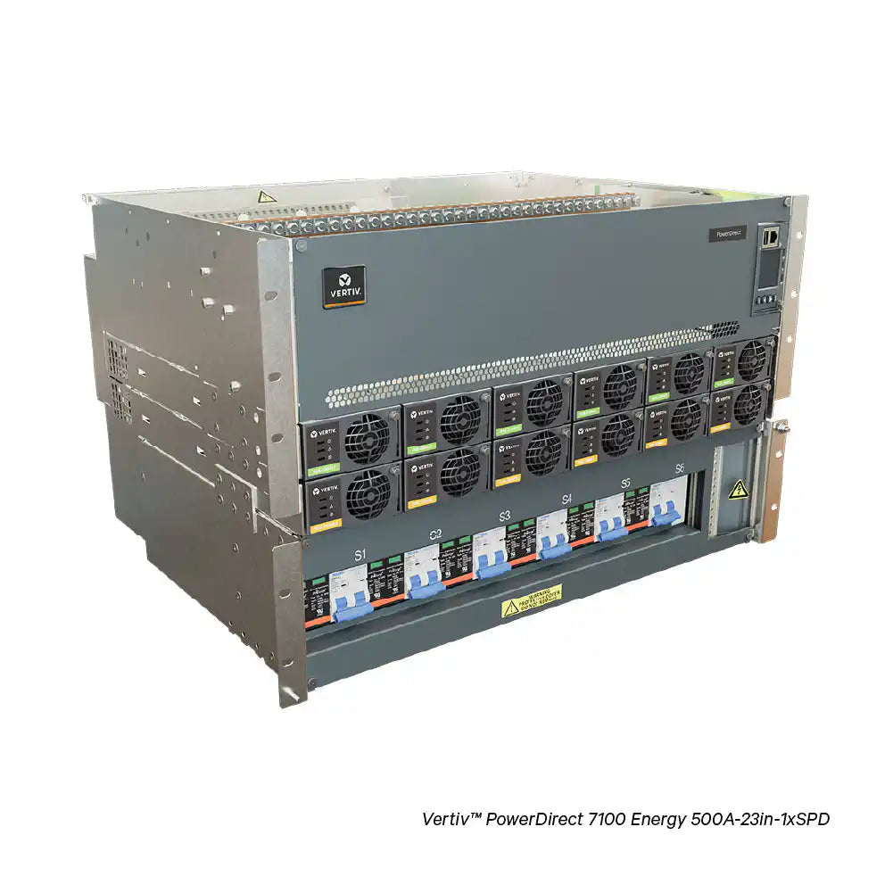 Vertiv™ PowerDirect 7100 Energy -48V DC Energy Management Solutions, power cabinet showing connections and modules