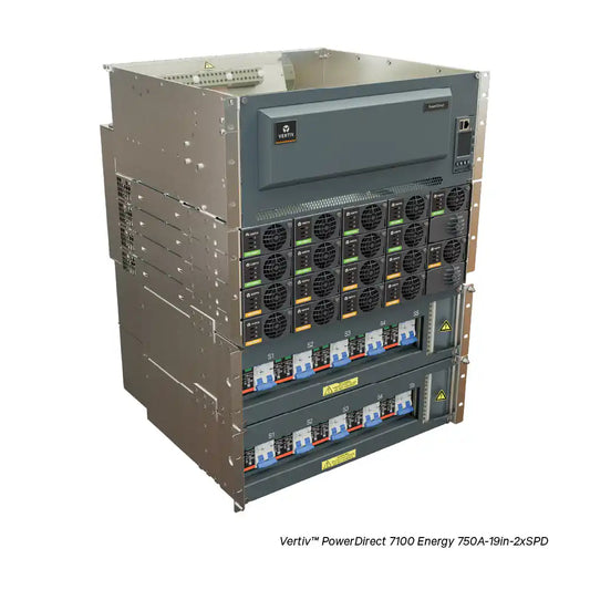 Vertiv™ PowerDirect 7100 Energy -48V DC Energy Management Solutions, cabinet-style power system front angled view