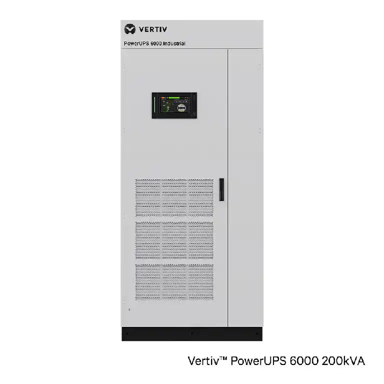 Vertiv Liebert PowerUPS 6000 Industrial UPS 200kVA | 3 Phase UPS, front view of tall floor cabinet