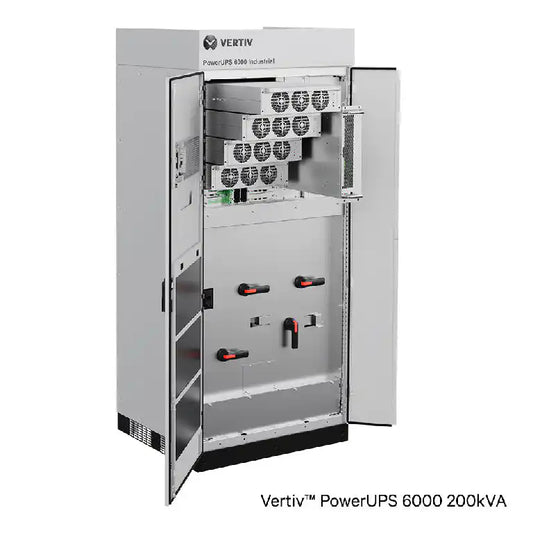 Vertiv Liebert PowerUPS 6000 Industrial UPS 200kVA | 3 Phase UPS, interior view with battery modules exposed