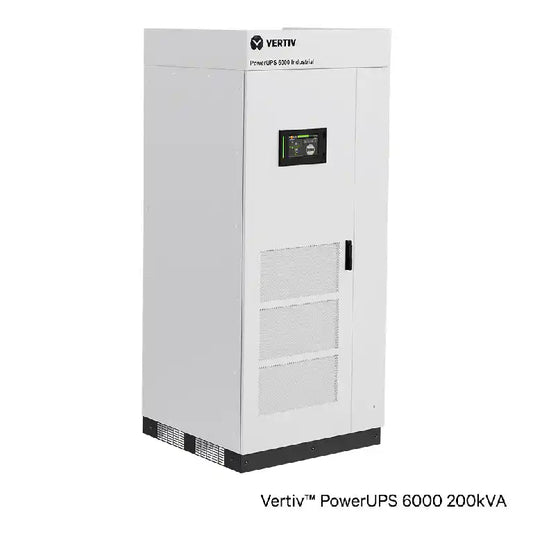 Vertiv Liebert PowerUPS 6000 Industrial UPS 200kVA | 3 Phase UPS, front view of tall industrial cabinet